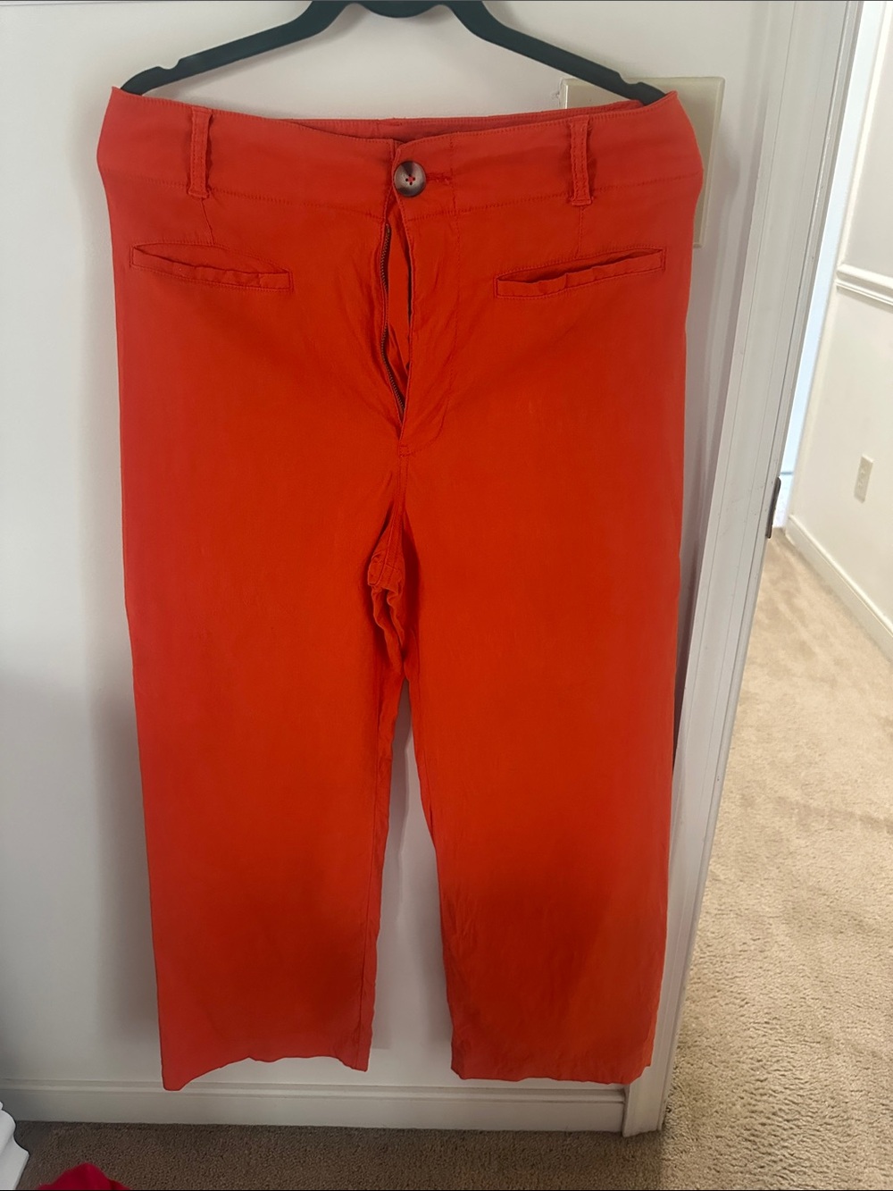 Anthropologie Bright Red Cropped Pants